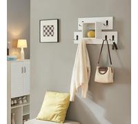 [en.casa] Perchero Mural Vänd con 6 Ganchos Dobles Perchero de Entrada Mueble Recibidor con Compartimento Abierto 32 x 60 x 14 cm - Blanco