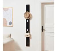 [en.casa] Perchero Panel Hansnes Mueble Recibidor Perchero de Pared con 3 Ganchos Abatibles para Entrada Pasillo Oficina MDF Metal 165 x 15 x 2,5 cm - Negro Alto Brillo