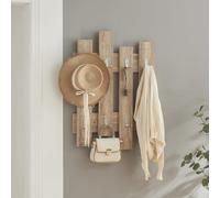 [en.casa] Perchero Pared con 8 Ganchos Dobles Diseño para Entrada Dormitorio Oficina Colgador para Sombreros Chaquetas Bolsos Aglomerado 80 x 60 x 3 cm - Efecto Roble