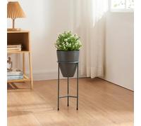 [en.casa] Portamacetas con 3 Patas Soporte para Plantas Flores con 1 Macetero Extraíble Diseño Elegante Organizador de Macetas para Hogar y Oficina Metal 41xØ16 cm - Negro