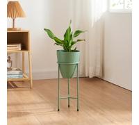 [en.casa] Portamacetas con 3 Patas Soporte para Plantas Flores con 1 Macetero Extraíble Diseño Elegante Organizador de Macetas para Hogar y Oficina Metal 41xØ16 cm - Verde