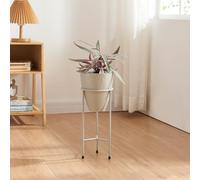 [en.casa] Portamacetas con 3 Patas Soporte para Plantas Flores con 1 Macetero Extraíble Diseño Elegante Organizador de Macetas para Hogar y Oficina Metal 41xØ16 cm - Gris Claro