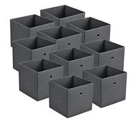 [en.casa] Set de 10 x Caja de almacenamiento plegable 28x30x30cm Juego de 10 Cajas Almacenaje Organizadoras con Asa Contenedores para Ropa o Juguetes Gris oscuro