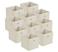 [en.casa] Set de 10 x Caja de almacenamiento plegable 28x30x30cm Juego de 10 Cajas Almacenaje Organizadoras con Asa Contenedores para Ropa o Juguetes Beige