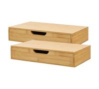 [en.casa] Set de 2 Estantes Pared Bokn para Llaves Libros Gafas Lámpara Estantería 2 Mesillas de Noche Mural con Cajón máx. 5 kg Bambú 40 x 24 x 8 cm - Natural