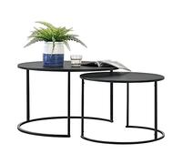 [en.casa] Set de 2 Mesas de Centro Nido Juego de 2 Mesas de Diferentes Tamaños Redondas Salón Hogar Máx. 20 kg Hierro Negro