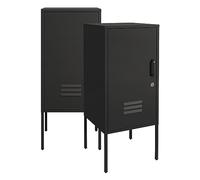 [en.casa] Set de 2 Mesitas de Noche Hausjärvi con Cerradura Mesas de Noche con Tirador Mesas Auxiliares con Estante para Oficina Sala con 2 Llaves Ventilación Óptima Acero 82 x 35 x 35 cm - Negro
