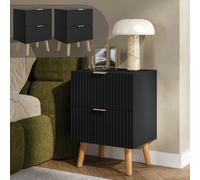 [en.casa] Set de 2 Mesitas de Noche Nand con 2 cajones 55x40x30 cm Negro