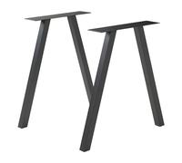 [en.casa] Set de 2 Patas de Mesa Heustreu Conjunto de 2 Pies de Mueble DIY con Patas Niveladores de Estilo Atemporal Acero Sinterizado 72 x 70 cm - Negro