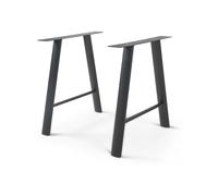 [en.casa] Set de 2 Patas de Mesa Heustreu Conjunto de 2 Pies de Mueble DIY con Patas Niveladores Forma de A Perfil Ovalado Acero Sinterizado 72 x 70 x 10 cm - Negro