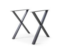 [en.casa] Set de 2 Patas de Mesa Klixjö para Mesa de Comedor Escritorio Conjunto de 2 Pies de Mueble DIY Forma de X Acero Sinterizado 72 x 70 cm - Negro