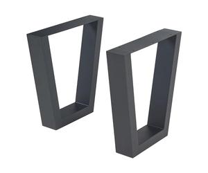 [en.casa] Set de 2 Patas de Mesa Lalling Conjunto de 2 Pies de Mueble DIY con Patas Niveladores de Estilo Atemporal en Forma de Trapecio Acero Sinterizado 43 x 25/40 cm - Negro