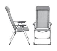 [en.casa] Set de 2 Sillas de Camping Plegables Errenteria 109 x 57 x 67 cm para Jardín Balcón Terraza Silla Playa Asiento Relax Sillas de Acampada hasta 115 kg Gris Claro
