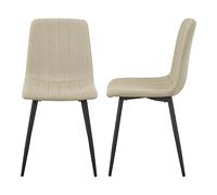 [en.casa] Set de 2 Sillas de Cocina con 4 Patas Negras Juego de 2 Asientos de Comedor Sillas Tapizadas Tela (100% Poliéster) y Acero 89 x 43 x 51 cm Altura del Asiento: 50 cm - Beige
