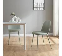 [en.casa] Set de 2 Sillas de Comedor con Respaldo Muy Cómodo Asientos Tapizados máx. 130 kg Juego de 2 Sillas de Salón Polipiel Plástico y Metal 81 x 45 x 52 cm - Verde Gris