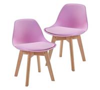 Set de 2 sillas infantiles elvdal plástico/haya/pu 56x38x33 cm - rosa [en.casa]