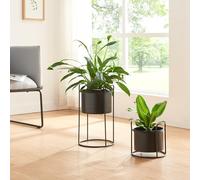 Set de 2 soportes para plantas osen con macateros metal - negro [en.casa]
