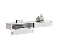 [en.casa] Set de 2 x Estantes de Pared con Compartimento 60 x 24 x 12,6cm Mesita de Noche de Pared con cajón para Almacenar Blanco