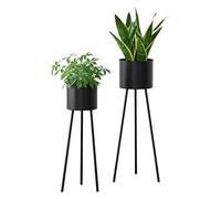 Set de 2 x soportes de flores dalhem - con macetero - estantes para plantas - estilo decorativo - metal - negro [en.casa]