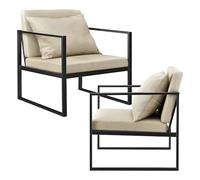 Set de 2x sillones de comedor ragusa textil y hierro - 70 x 60 x 60 cm - color arena [en.casa]