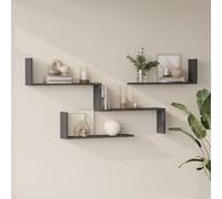 [en.casa] Set de 3 Estanterías de Pared Vepinshul con Conjunto de Estanterías Blandas Flotantes de Niveles para Dormitorio Sala Oficina Instalación Mural - Antracita