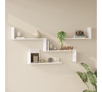 [en.casa] Set de 3 Estanterías de Pared Vepinshul con Conjunto de Estanterías Blandas Flotantes de Niveles para Dormitorio Sala Oficina Instalación Mural - Blanco