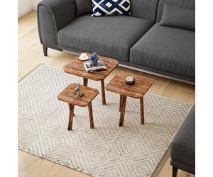 [en.casa] Set de 3 Mesas Auxiliares Cuadradas Muebles de Salon Juego de 3 Mesas de Centro Diferentes Tamaños (más Grande 50 x 30 x 30 cm) Pino Teñido - Color de Madera Oscura