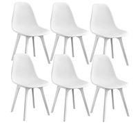 [en.casa] Set de 6 sillas de Comedor Lendava 83x54x48 cm Sillas de diseño 6 Unidades Plástico Blanco