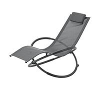[en.casa] Silla Mecedora de Jardín Pulsano Tumbona para Jardín Exterior Balancín hasta 150 kg Ergonómica Aluminio Textil con Goma Antideslizante 166 x 74 x 86 cm - Gris Oscuro