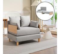 [en.casa] Sillón Covertible para Salón Seinlus Sillón Cama 2 en 1 con 2-2 Cojines Laterales y de Respaldo Butaca Acolchada Funda de Textil 81 x 88 x 68 cm - Gris Claro