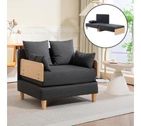 [en.casa] Sillón Covertible para Salón Seinlus Sillón Cama 2 en 1 con 2-2 Cojines Laterales y de Respaldo Butaca Acolchada Funda de Textil 81 x 88 x 68 cm - Gris Oscuro