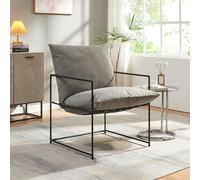 [en.casa] Sillón para Salón Utsjoki Silla Elegante con Reposabrazos Butaca con Cojin Acolchado y Lavable para Dormitorio Salón Oficina Metal/Textil 90x61x70cm - Negro/Gris Oscuro