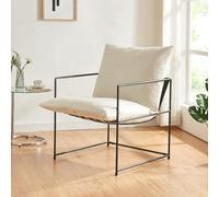 [en.casa] Sillón para Salón Utsjoki Silla Elegante con Reposabrazos Butaca con Cojin Acolchado y Lavable para Dormitorio Salón Oficina Metal/Textil 90x61x70cm - Negro/Beige