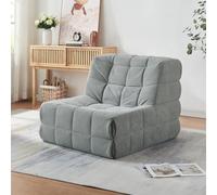 [en.casa] Sillón Reclinable Koskyvn Ligero Acolchado Floor Chair Ergonómica Silla de Suelo con Base Antideslizante Versatilidad de Uso Textil 75 x 90 x 100 cm - Gris