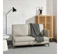 [en.casa] Sofá Cama con Reposabrazos y 2 Cojines de Respaldo Plegable Diseño 2 en 1 Asiento y Cama de 2 Plazas Espuma Textil Metal 78 x 125 x 67 cm - Beige