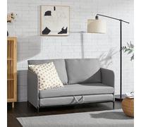 [en.casa] Sofá Cama con Reposabrazos y 2 Cojines de Respaldo Plegable Diseño 2 en 1 Asiento y Cama de 2 Plazas Espuma Textil Metal 78 x 125 x 67 cm - Gris Claro