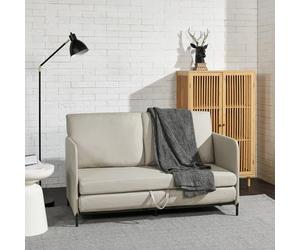 [en.casa] Sofá Cama con Reposabrazos y 2 Cojines de Respaldo Plegable Diseño 2 en 1 Asiento y Cama de 2 Plazas Espuma Textil Metal 78 x 125 x 67 cm - Beige