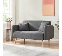[en.casa] Sofá de Salón Midt Sofá Tapizado en Pana de 2 Plazas con Reposabrazos y 2 Cojines para Sala de Estar Recibidor Despacho Estructura de Madera 132 x 70 x 81 cm - Gris
