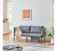 [en.casa] Sofá Kamar Muebles de Salón Canapé Sofá 2 plazas con Reposabrazos y 2 Cojines de Respaldo para Sala de Espera Funda Lavable máx. 240 kg Acero Poliéster 69 x 158 x 63 cm - Gris Oscuro