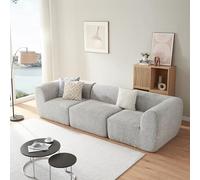 [en.casa] Sofá Modular Hurvas de 3 Plazas Conjunto de 3 Módulos de Sofá para Salón Funda de Bouclé 76 x 313 x 108 cm - Gris