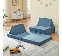 [en.casa] Sofá Modular Infantil Norhulta Sofá de Juego para Niños de 5 Piezas Colchón Plegable 120 x 66 x 46 cm Tapizado de Pana - Azul