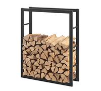 [en.casa] Soporte para leña 80 x 100 x 25 cm Estante de leña Acero Negro
