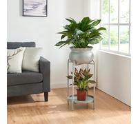 [en.casa] Soporte para Plantas con 1 Estante y 1 Macetero extraíble Organizador de Macetas para Oficina Estantería Independiente para Flores Adornos Portamacetas Metal 60x27x27 cm - Gris Oscuro