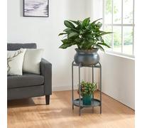 [en.casa] Soporte para Plantas con 1 Estante y 1 Macetero extraíble Organizador de Macetas para Oficina Estantería Independiente para Flores Adornos Portamacetas Metal 60x27x27 cm - Negro