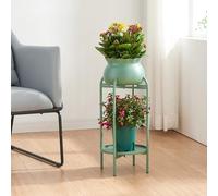 [en.casa] Soporte para Plantas con 1 Estante y 1 Macetero extraíble Organizador de Macetas para Oficina Estantería Independiente para Flores Adornos Portamacetas Metal 81x40x40 cm - Verde