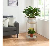 [en.casa] Soporte para Plantas con 1 Estante y 1 Macetero extraíble Organizador de Macetas para Oficina Estantería Independiente para Flores Adornos Portamacetas Metal 60x27x27 cm - Gris Claro