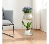 [en.casa] Soporte para Plantas con 1 Estante y 1 Macetero extraíble Organizador de Macetas para Oficina Estantería Independiente para Flores Adornos Portamacetas Metal 81x40x40 cm - Gris Claro