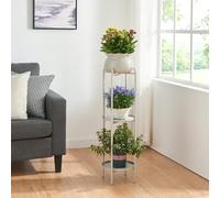 [en.casa] Soporte para Plantas con 2 Estantes y 1 Macetero extraíble Organizador de Macetas para Oficina Estantería Independiente para Flores Adornos Portamacetas Metal 95x27x27 cm - Gris Claro