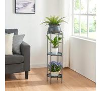 [en.casa] Soporte para Plantas con 2 Estantes y 1 Macetero extraíble Organizador de Macetas para Oficina Estantería Independiente para Flores Adornos Portamacetas Metal 95x27x27 cm - Negro
