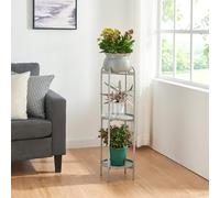[en.casa] Soporte para Plantas con 2 Estantes y 1 Macetero extraíble Organizador de Macetas para Oficina Estantería Independiente para Flores Adornos Portamacetas Metal 95x27x27 cm - Gris Oscuro